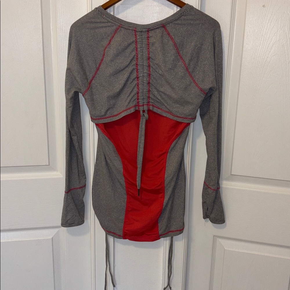 NWOT Kyodan Gray stripe coral pink Long Sleeve shirt orange Top running exercise